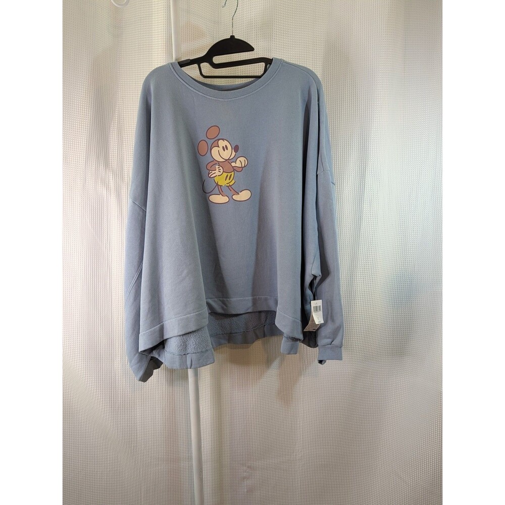 Disney Mickey Mouse Crop Plus Sweatshirt 3x Plus NWT Blue Genuine Light (C01)